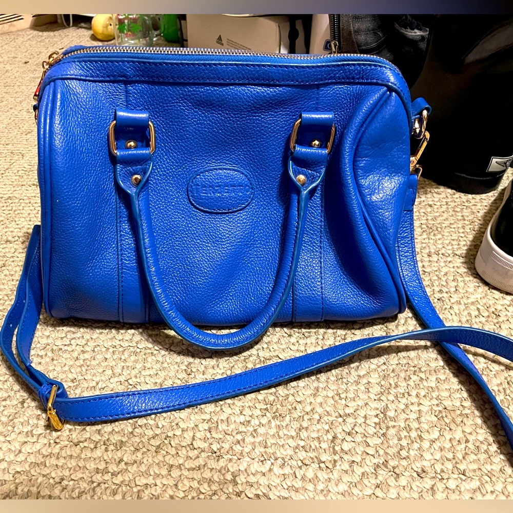 Terzetto italian blue leather bag